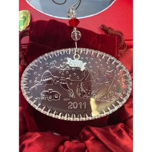 Waterford Crystal 2011 Twas The Night Ornament With Box & Enhancer